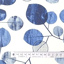 クラフト・布製品 aya Amazon | COLORFUL TEXTILE MARKET ネイビーリーフ オックス生地