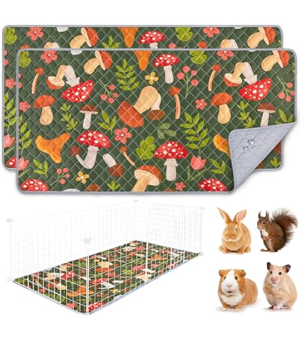 PStarDMoon Guinea Pig Cage Liners - Washable Waterproof Pee Pads, 47"x24", Digital Print, Anti-Slip Bottom