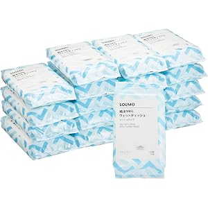 [Amazonブランド] SOLIMO 純水99% ウェットティッシュ メッシュタイプ 60枚入×20個 (1200枚) 日本製 パラベンフリー