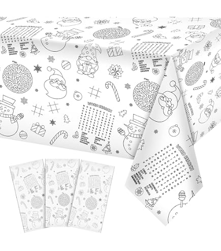 Merry Christmas Coloring Tablecloth - 53.9x107.8 Inch Giant Santa Snowman Poster For Kids Adults Holiday Party Craft - View #8