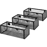 Amazonベーシック 収納ボックス メッシュ マグネット付き 3個パック（合計3個） 14.8×6.5×5.4cm ブラック