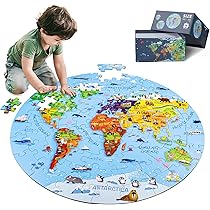 世界地理　8 Amazon | DIGOBAY 世界地図ジグソーパズル 子供用 4-8 70ピース