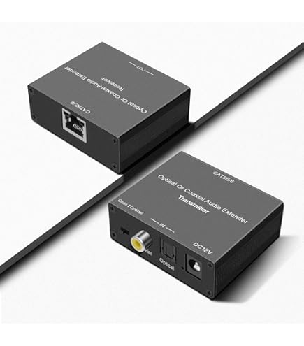 Gofanco Audio Extender Over CAT6/7 – Zero Latency, Embedded DAC, Ultra-Low Jittery, High-Fidelity, Toslink & L/R Analog, 984ft, Dual PoC, LPCM, Dolby Digital 5.1, PCM 2.0, 192KHz (AudioCATExt22