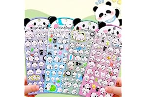 2026年・再再再再入荷！【被らない柄・4枚セット】パンダ立体シール ぷっくりデザイン かわいい 癒し系 厚みあり もっちり触感 動物モチーフ 帳・手帳・日記帳・ノート・スマホケース対応 DIYデコレーション ご褒美 文具 手芸 プレゼント用 女の子