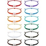Yinkin 12 Pieces Cross Bracelet for Women and Men Cross Adjustable Nylon Rope Christian Handmade Braided Bracelet for Women M