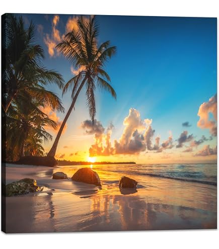 Amazon.co.jp: 絵画 透き通った青い海に架かる橋インテリア 絵画