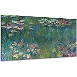 ポスター モネ 睡蓮 油絵 アートパネル 複製画 大型 絵画 アートフレーム お風呂 大きな絵画 風水 玄関 木枠付きの完成品 (40x80cm x1Pcs)