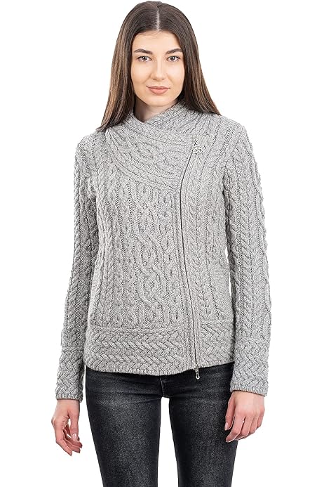 Amazon | [プリティーグリーン] LS ゼブラ クルーネック セーター 