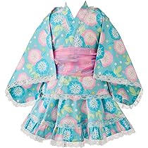 浴衣ドレス 女児 セパレート 140 150 フリル帯付き 浴衣 子供 セパレート 女の子 浴衣ドレス 4点セット フリル付き