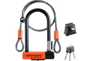 Kryptonite Evolution Mini-7 13mm U-Lock Bicycle Lock with FlexFrame-U Bracket & KryptoFlex 410 10mm Looped Bike Security Cable