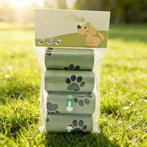 60個 4ロール 犬用うんちバッグ 漏れ防止 ペット用ゴミ袋 強力で厚いうんちバッグ 骨デザイン ポータブル詰め替えロール 犬の散歩掃除用