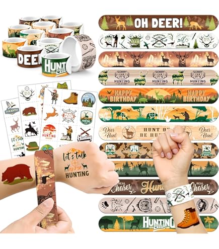 48 Stück Jagd-Motiv Cupcake-Topper – Hirsch, Baum, Zielscheibe, Jäger, Für Mottoparty-Deko