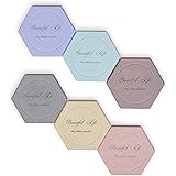 MinLiving珪藻土吸水コースター コルク底立体速乾性コースター結露対策 消臭速乾 六角形6枚入 内含400目砂纸2pcs 新築祝い ギフト 新築贈り物