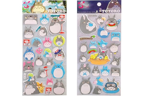 KRGNPLE ぷくぷくシール ステッカー ご褒美シール キャラクター 夜光効果 3D 立体 2 枚 子供用 手帳デコレーション ダイアリー・バッグ・グッズデコ 可愛いおもちゃ プレゼント 人気（1 号 + 2 号）