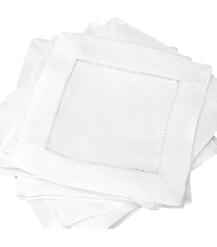 Amazon | 12 CleverDelights White Linen Cocktail Napkins - 15cm x