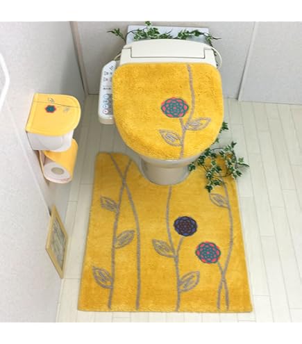トイレマット 北欧 新品 セット ロング 4点セット金運の 黄色 イエロー Amazon｜金運の黄色い エトフ ロング トイレマット セット 4点