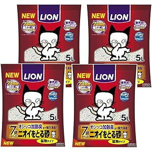 ライオン (LION) ニオイをとる砂 7歳以上用 猫砂 5L×4袋 (ケース販売)