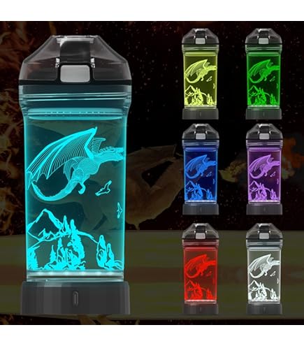 Ammonite Motorcycle Water Bottle, With 3D Glowing Dirt Bike LED