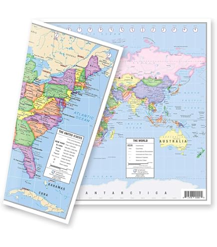 Young N Refined USA & World Map Poster 2-Pack For Kids - Laminated, Extra Large 24x30
