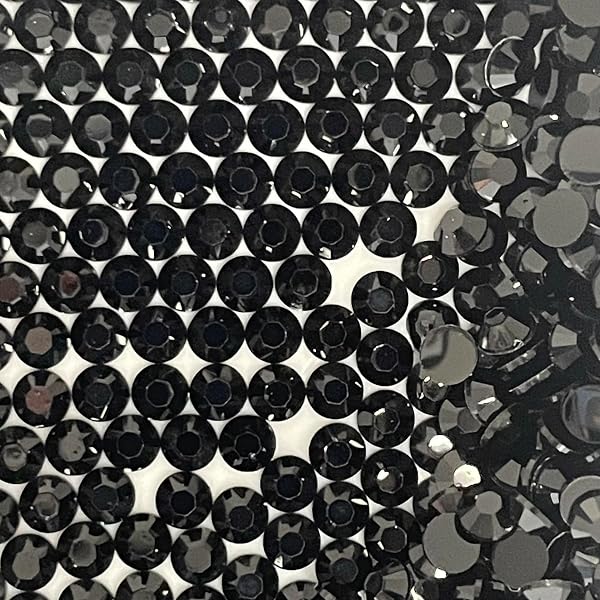 MimoRhea, Deco Uchiwa Stone, Polymer Stone, Nail Parts, Black, 0.08 inch (2 mm), Half, 1000 Grain - 1