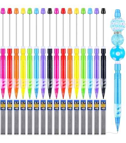 Tideme 12-Pack Beadable Mechanical Pencils - 0.7mm, Ergonomic Grip, DIY Customizable For Writing & Drawing