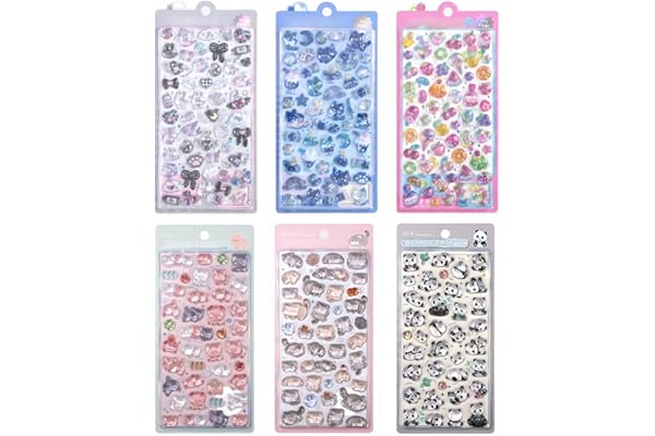 ボンボンドロップシール 3D立体ぷくぷくシール かわいい 動物 6枚セット エポキシ樹脂製 安全素材 すぐ使える粘着 簡単剥離 はがせるデカール 子供 貼り付け可能 贈り物 手帳 携帯 DIY用 手帳用 女の子 プレゼント 動物 料理 デザート 和風デザイン 21種類展開 おしゃれ小物