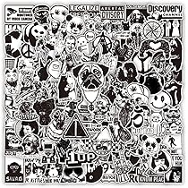 紙モノ/ステッカー/シールセット Amazon.co.jp: 100枚 Logo ステッカーセット 黒白 ステッカー