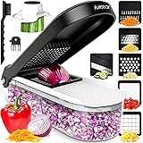 Fullstar ミニベジタブルチョッパー - 野菜カッター フードチョッパー 野菜チョッパー オニオンチョッパー 容器付き野菜チョッパー 野菜スライサー 野菜カッター マンドリンスライサー (6インサート)