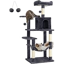 Amazon | FEANDREA キャットタワー スリム 猫タワー ハンモック