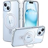 【スタンド機能・Magsafe対応】CASEKOO iPhone 14 ／ 13 用 ケース クリア 超強磁力 米軍MIL規格 耐衝撃 高耐久性 隠しスタンド ストラップホール付き カバー ワイヤレス充電対応 アイフォン 14 13 スマホケース（ク