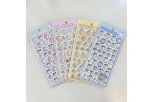 Ninrikidy ぼんほんドロップシール 3d立体シール ぷくぷくぷっくり かわいい 【4枚セット】おしゃれ デコシール 女の子 貼り付け可能 携帯電話飾り用 手帳用 DIY用 日記帳用 手芸用品 貼り付け可能（Eセット）
