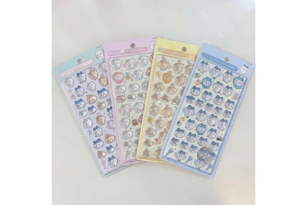 Ninrikidy ぼんほんドロップシール 3d立体シール ぷくぷくぷっくり かわいい 【4枚セット】おしゃれ デコシール 女の子 貼り付け可能 携帯電話飾り用 手帳用 DIY用 日記帳用 手芸用品 貼り付け可能（Eセット）