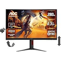 Amazon.co.jp: AOC 湾曲ゲーミングモニター 27インチ, フルHD@280Hz 