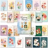 パピレイ(PAPIRAY) ポストカード 春夏秋冬コンプリートセット24種 シーズンズ・ブルーム 四季の花ことば | 花柄・花言葉入り 贈って飾れる メッセージカード・グリーティングカード 日本製 日本語訳付き インテリアアート ギフト 誕生日・記念
