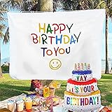 タペストリー 特大ケーキバルーン HAPPY BIRTHDAY 飾り付け 男の子 女の子 おしゃれ カラフル 可愛い プレゼント 飾り付け パーティー 写真背景 インストールツール付き