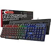 Orzly Gaming Keyboard RGB USB Wired Rainbow Keyboards Designed for PC Gamers, PS4, PS5, Laptop, Xbox, Nintendo Switch, RX-250