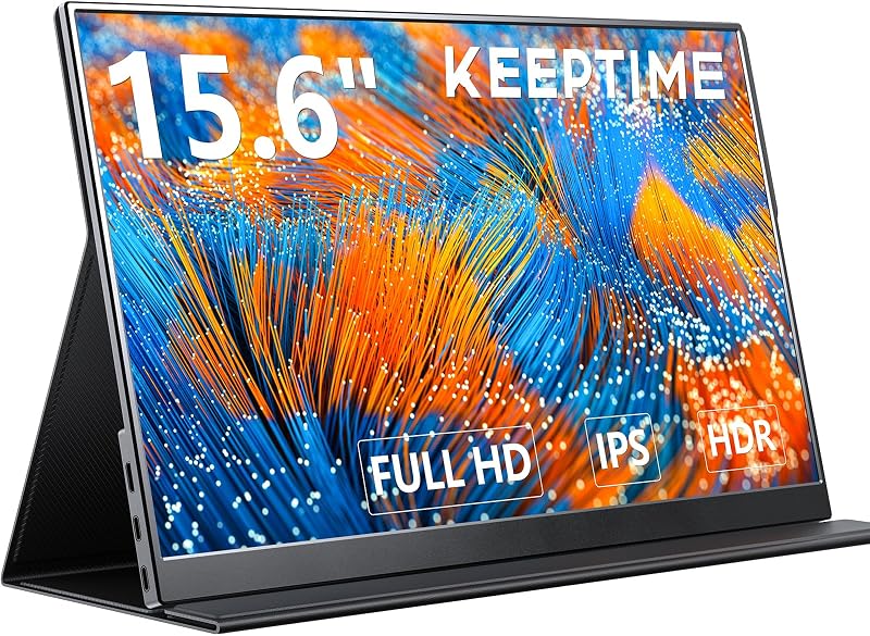 KEEPTIME モバイルモニター 15.6インチ 1920*1080 モバイルディスプレイ ポータブルモニター IPS液晶パネル 非光沢画面 薄型 軽量 マグネット保護カバー付き USB Type-C ミニHDMI PS4/XBOX/Sw-itch/PC/Macなど対応 在宅勤務 リモートワーク