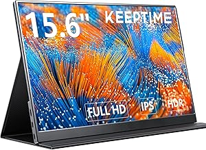 KEEPTIME モバイルモニター 15.6インチ 1920*1080 モバイルディスプレイ ポータブルモニター IPS液晶パネル 非光沢画面 薄型 軽量 マグネット保護カバー付き USB Type-C ミニHDMI PS4/XBOX/Sw