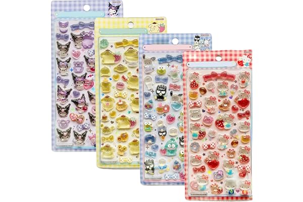 YAYAMIYA 3dシール 立体シール おしゃれ デコシール ごほうび 子供 貼り付け可能 贈り物 手帳 携帯 女の子 DIY用 手帳用 水筒・スマホケース・アルバム飾り用 貼り付け可能 (4枚セット-A)