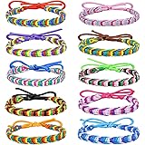 Carede Woven Friendship Bracelets Adjustable Braided Bracelets Handmade Colorful Adjustable String Bracelets with a Sliding K