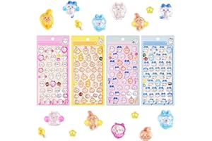 3Dシール ぷくぷく【4枚セット】ステッカー 実心 可愛い 立体 透明 エポキシ樹脂 手帳用 ノート用 水筒用 封筒装飾用 スマホ飾り用 DIY用 手芸用品 女の子