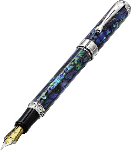 Amazon | 大西製作所 万年筆 アセテート 群青 太軸GT 両用式 F細字