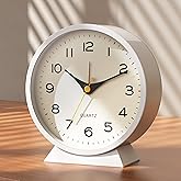 AYRELY® 4.5" Analog Alarm Clock,Small Retro Desk Clock Battery Operated,Slient Metal Table Clock with Light for Living Room D