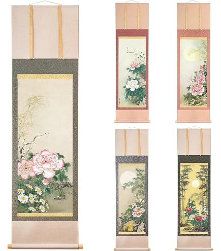 Amazon.co.jp: 掛軸 掛け軸 「梨に雀」 菱田春草 尺五 桐箱 幅54.5×高