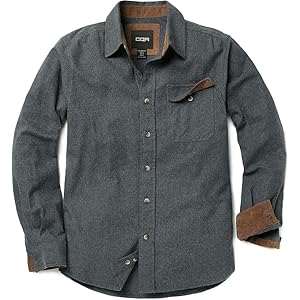 [CQR] ネルシャツ メンズ 長袖 チェック&無地 レギュラーフィット キャンプ アウトドア 登山 シャツ フランネル…