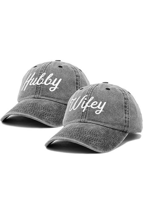 DALIX Wifey Hubby Couples Dad Hats 