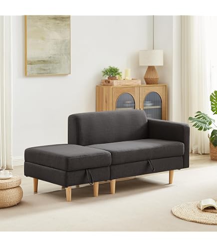 Amazon｜ソファ2人掛け 幅148cm 収納付き オットマン付き カウチソファ