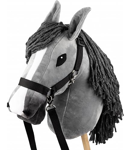 Caballo De Hobby LeMieux Razzle | Juguete Ecuestre Con Cabeza De Peluche Y Palo De Madera | Diseño Blanco Y Negro Para Niños Desde 3 Años