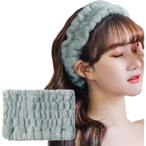 HOSUR ヘアドライタオル 吸水タオル ヘアバンド 洗顔 ライトグレー 約20*14cm 速乾 風呂上がり ターバン ヘアドライキャップ