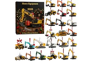 重機アドベントカレンダー2025、 24ダイキャストマシンクリスマスカウントダウンカレンダー、 2Dアクリルリトルマシンペンダントカウントダウンカレンダー、掘削機やブルドーザーからトラックやクレーンのダンプまで
